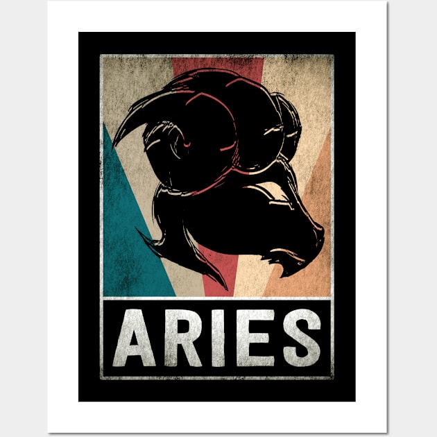 Vintage Aries 12 Zodiac Aries Birthday Wall Art by paola.illustrations